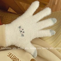 * jelly bubble * soft glutinous soft Korean ins cute girl Smiley stuffed gloves to keep warm in winter