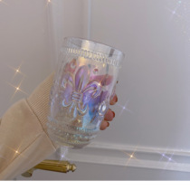 Korean ins same girl transparent glass mermaid color fairy air Breakfast Cup Cup Cup glass thick
