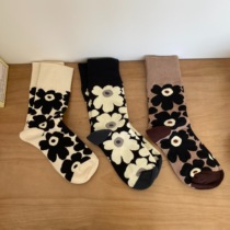 * jellybubble * Spring and summer days in tube cotton flower socks Korean ins with retro style socks women