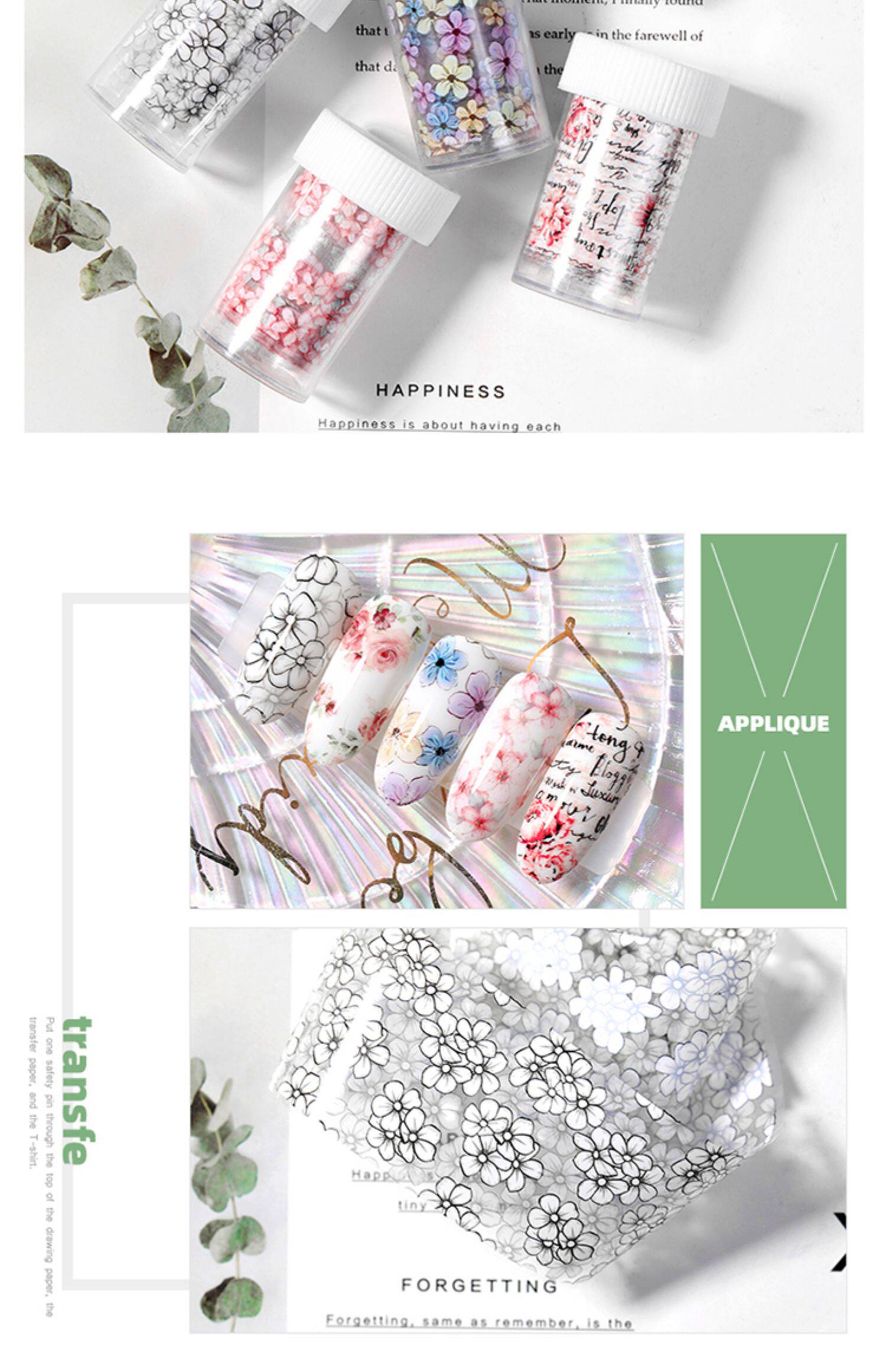 热荐爆款美甲日式花卉转印纸网红指甲花朵星空纸装饰优质易转印