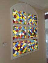 Customized tempered art glass partition porch screen door core ceiling lampshade false window Square seven-color block glass