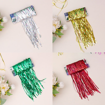 Christmas New Years Day birthday party background wall layout rain silk curtain balloon tassel flower color strip decoration