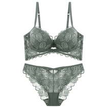 Lingerie womens small chest gathered sexy lace thickened sub-breast upper bracket adjustment bra French bra set