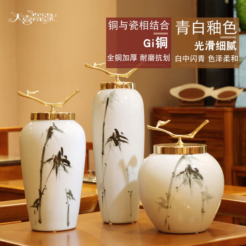 Jingdezhen ceramic vases, flower arranging is furnishing articles of modern light key-2 luxury sitting room porch ark of new Chinese style household ornaments