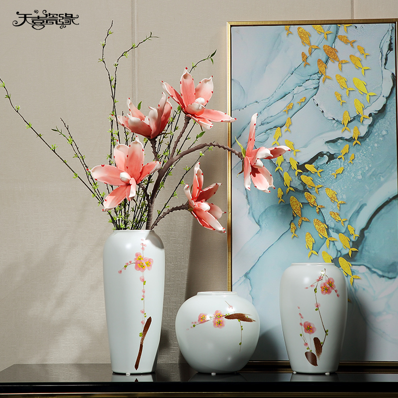 Jingdezhen dry flower flower vase of new Chinese style restoring ancient ways furnishing articles of TV ark of I sitting room porch wine decorations