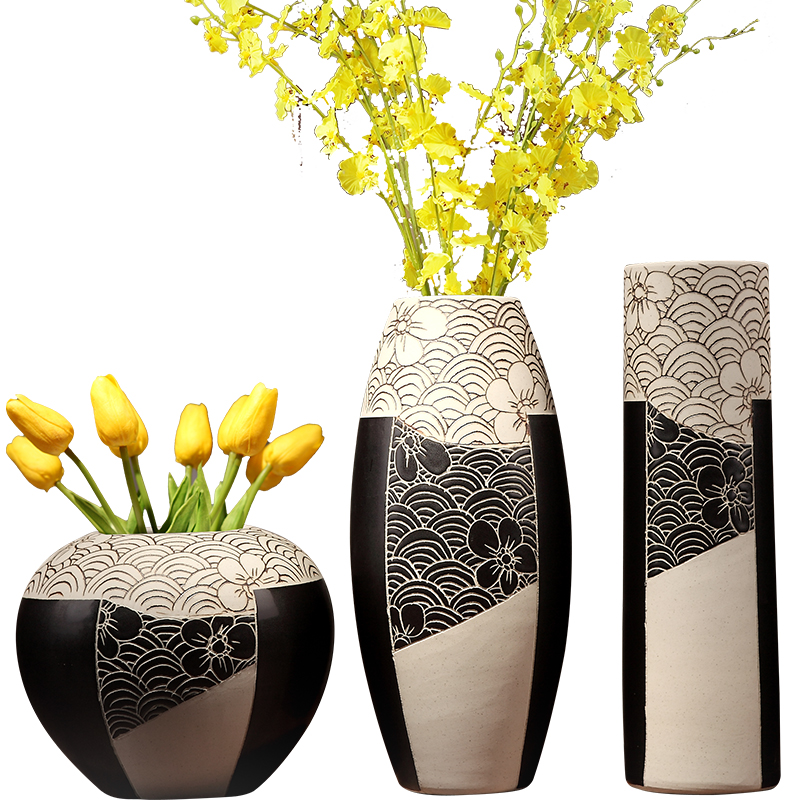 Jingdezhen ceramic three - piece table lucky bamboo vase creative modern home sitting room adornment is placed