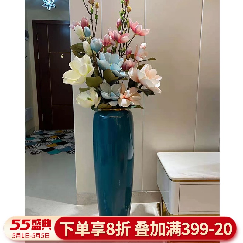 Light European - style key-2 luxury ceramic floor large contracted sitting room TV cabinet vase dried flowers, American adornment furnishing articles