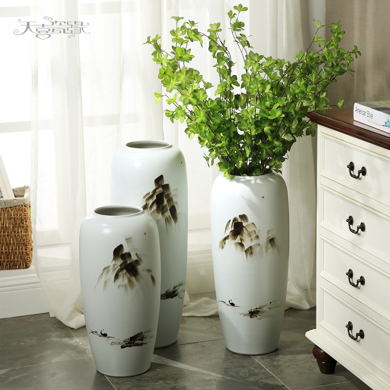 Modern ceramic vase of large sitting room porch zen process of new Chinese style decoration flower arranging, landing place