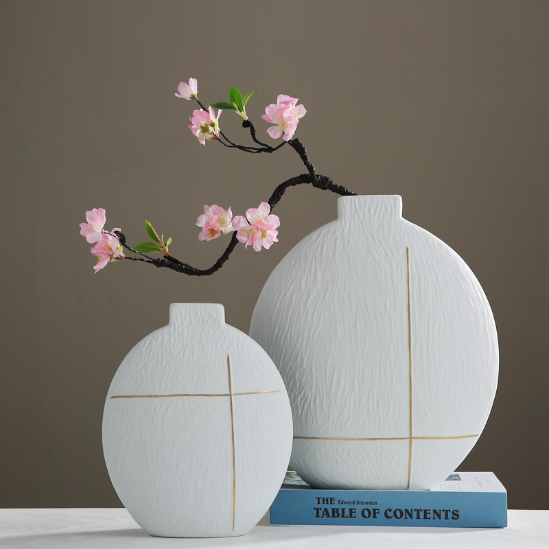 Jingdezhen new Chinese zen vase furnishing articles sitting room porch TV cabinet table flower arranging dried flower ceramic decoration