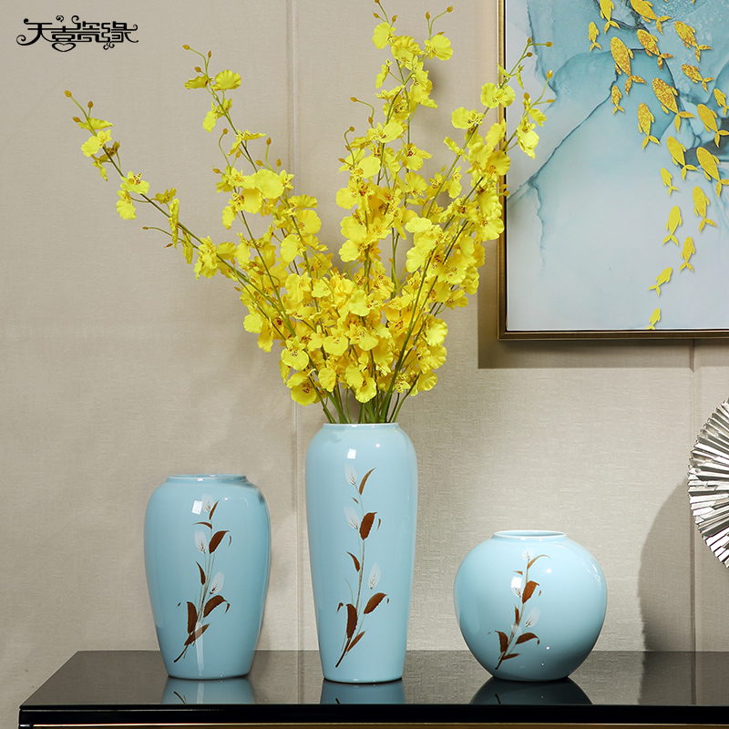 Modern new Chinese style ceramic vase furnishing articles sitting room light flower arranging machine table wine TV ark key-2 luxury home decoration