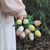 Tulip simulation bouquet picnic shooting decoration props fake flower decoration living room table silk flower decoration 10 sets