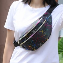 Colorful laser geometric chest bag sports multi-layer outdoor PU running bag trend women shoulder shoulder bag leisure mobile phone bag
