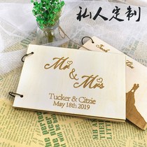 Wooden wedding sign-in book love creative hipster sign-in high-end custom wedding gift thin Signature book