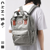 Dupont paper bag kraft paper shoulder bag men and women vintage school bag trendy brand small backpack niche computer bag ins Japanese