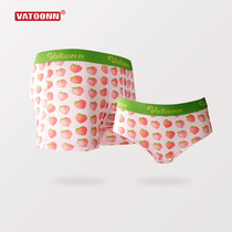 Pink peach couple underwear women Ice Silk four-corner cotton crotch mens middle waist flat corner printing cute tide cartoon gift box