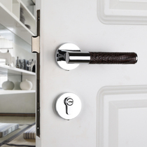 Taiwan Yibili wood grain door handle Leather split door lock American Nordic silent indoor bedroom room door lock