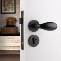 Black door lock Simple American door lock Indoor split lock Room door handle Modern European Black bedroom spherical lock