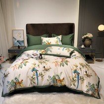 60 cotton cotton four-piece European bed sheets quilt cover American pastoral printing bedding kit light luxury