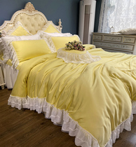 Good Dream and Silky Tencel Four Piece Set Princess Wind quilt cover Sheets Bed Skirt Kit Bedding Light Luxury