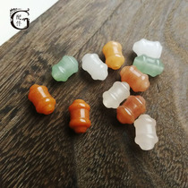 Natural gold silk jade White Jade Dongling Jade bamboo Festival scattered beads handstring beads back Cloud DIY handmade jewelry finished jade beads