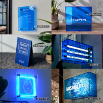 Acrylic Illuminated Logo Billboard Blue Lamp Light Box Doorway Signboard Exhibit Plate Customization