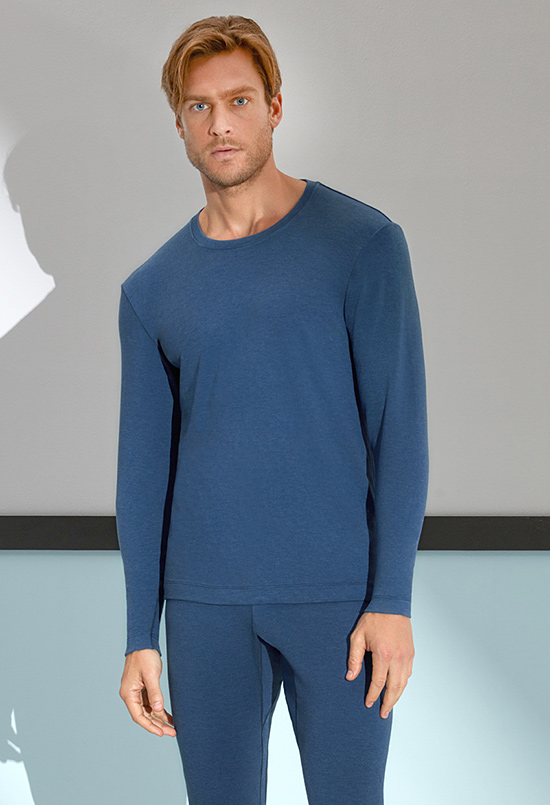 爱慕先生秋冬新款暧阳圆领保暧内衣 男士单层薄款保暖衣72a572_7折