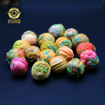 Yibo natural mammoth tooth carving Painted Smoked lotus fruit shower Single bead top bead Multi-treasure clavicle chain