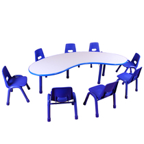 Kindergarten tables and chairs direct sales fireproof board moon table Wooden lifting table Game desk Childrens learning special table