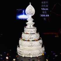 Manza plate foot silver hand-embossed sterling silver Manzaman tea Roshu Manza Buddha Hall instrument supply 10cm