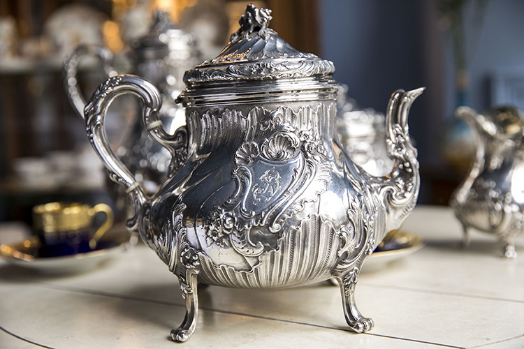 法国古董银器名匠edmond tetard 1890年巴黎产洛可可风格纯银茶壶