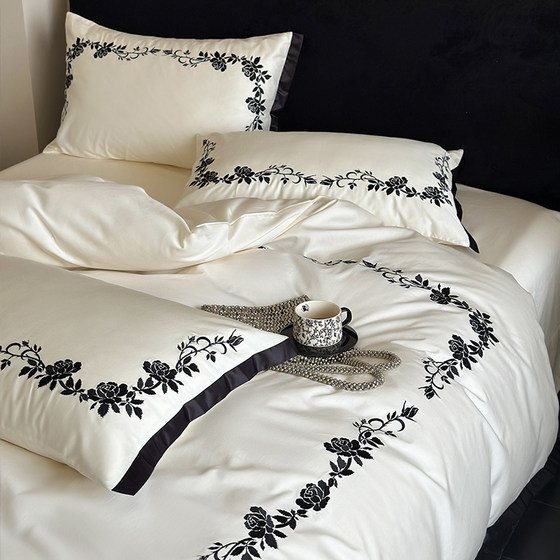 Light luxury 50s double strand cotton 100 velvet cotton four-piece set French simple embroidered pure cotton bedding set
Light luxury 50s double strand cotton 100 velvet cotton four-piece set French simple embroidered pure cotton bedding set