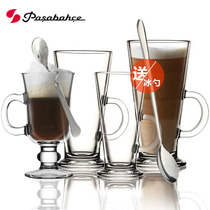 Turkey imported glass Pasabahce Pasha has handle coffee cup hot drink latte iced coffee lattes Irish