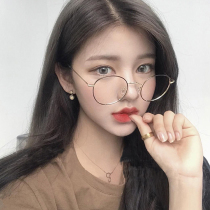 Myopia glasses female degree can be equipped with ultra-thin face students street photography personality decoration anti-blue radiation flat mirror