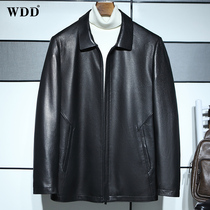 Henning genuine leather fur coat mens short section 2021 fall new turn-collar casual headlayer Deer Leather Jacket Jacket Thin