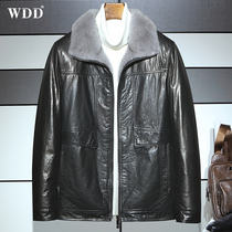 Henning Genuine Leather Leather Clothing Mens Cow Leather mink Mink Liner Short flap Turk Leather Big Coat Leather Jacket Tide Jacket