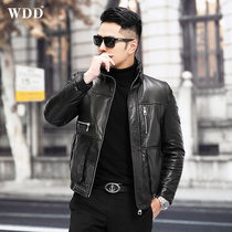 Henning Genuine Leather Leather Clothing Mens Short neckline duvet jacket Locomotive Suit Jacket for a Young handsome Tide Jacket