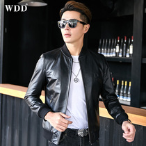 Haining leather leather mens short first-layer cowhide baseball suit slim autumn leather jacket soft jacket thin