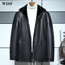Real leather fur coat mens hat short lump sum mink water mink liner deer leather jacket minke leather big coat winter leather grass jacket thickness