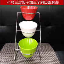 Buffet restaurant cold meeting utensils Fruit hot pot small dip Melamine oblique mouth color bowl display rack Creative multi-layer