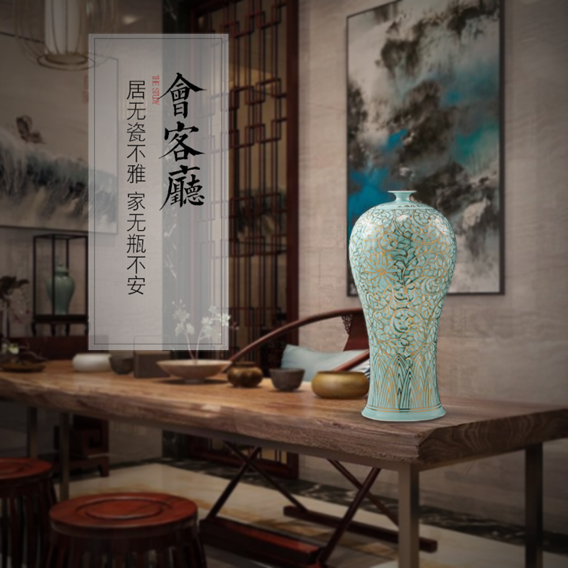 Jingdezhen ceramics vase masters hand shadow blue glaze see colour vase Chinese style living room decoration office furnishing articles