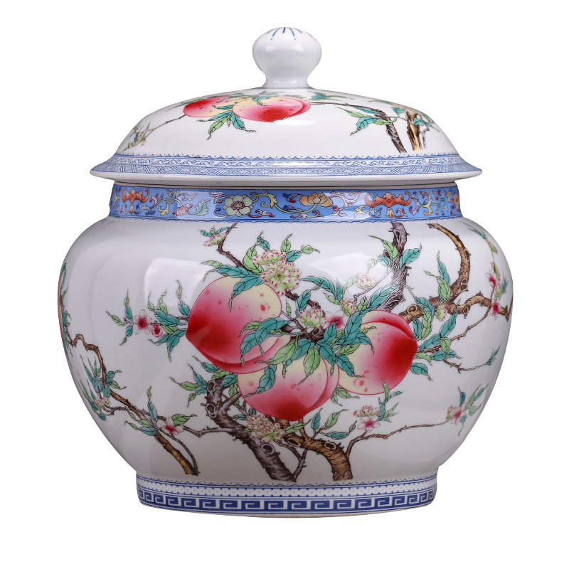 Jingdezhen ceramics archaize nine peach tea pot home sitting room storage tea cake large decorative furnishing articles