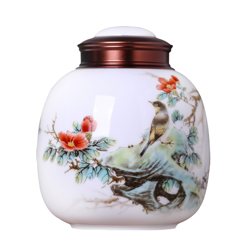 Half jins of jingdezhen ceramics with caddy fixings Chinese trumpet seal pot insect - resistant moistureproof household receives furnishing articles