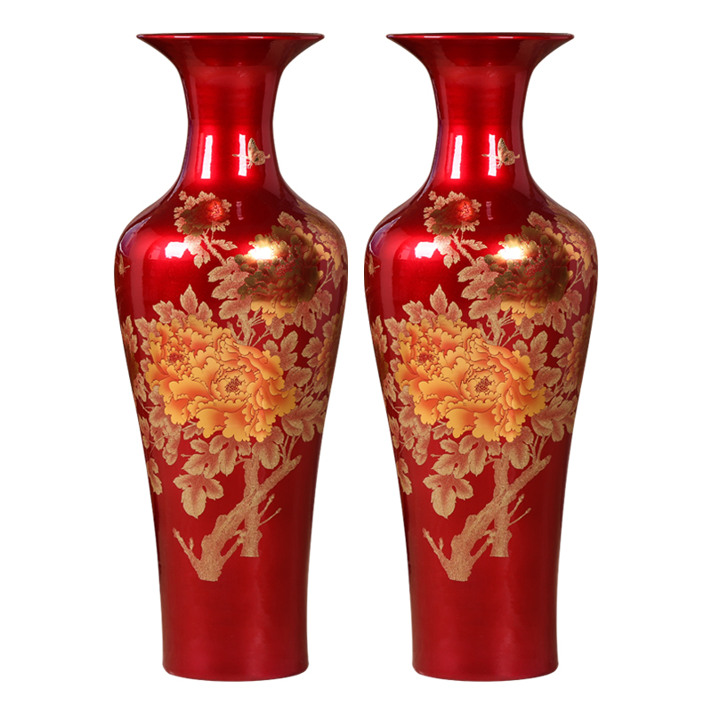 Jingdezhen ceramics peony of large vases, furnishing articles of modern Chinese style hotel opening gifts sitting room adornment