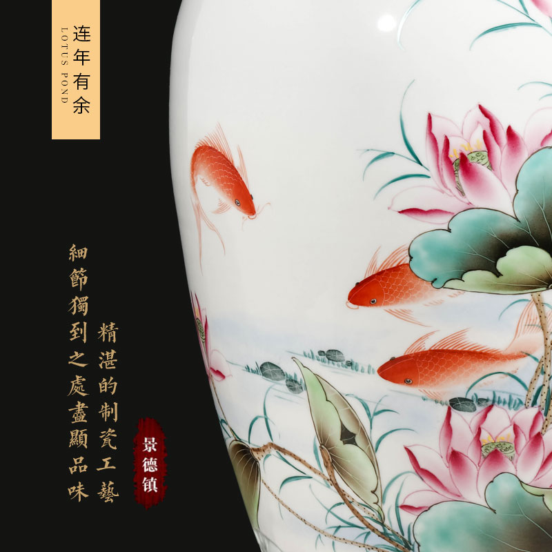 Jingdezhen ceramics famous hand - made enamel vase furnishing articles sitting room flower arranging Chinese style household decorative arts and crafts