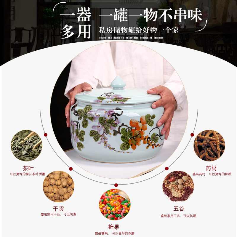 Jingdezhen hand - made ceramic tea pot home large storage and receives white tea pu 'er tea cake, the seventh, peulthai the seal pot