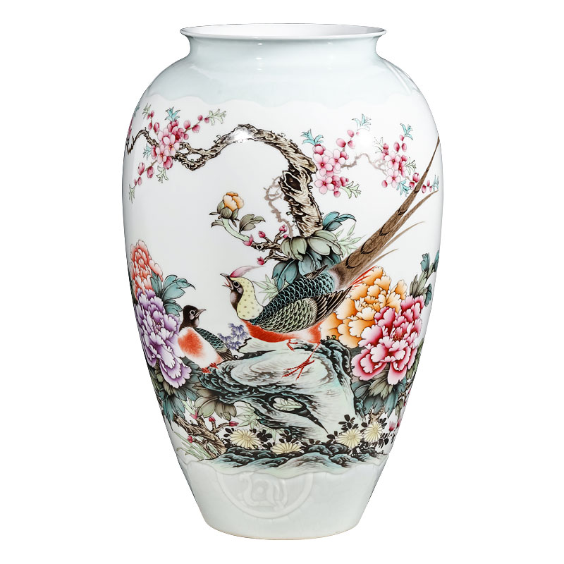 Jingdezhen ceramics famous hand - made powder enamel vase furnishing articles sitting room flower arranging Chinese style household ornaments