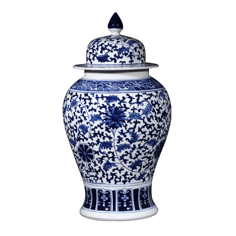 Jingdezhen ceramics craft ideas the general pot of blue and white porcelain vase furnishing articles of new Chinese style decoration large living room