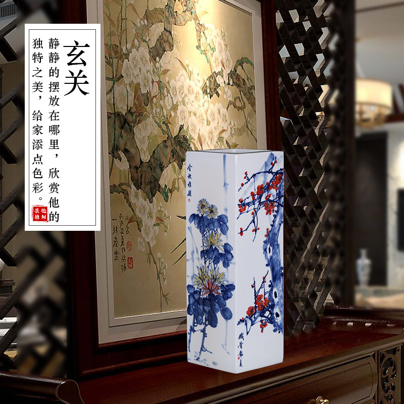 Jingdezhen porcelain hand - made by patterns ceramic vase of large Chinese study calligraphy and painting scroll cylinder furnishing articles