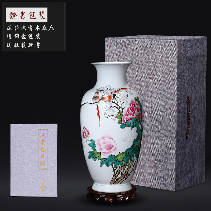 Jingdezhen ceramic masters hand thin foetus carving master vases, flower arranging Chinese style living room home furnishing articles