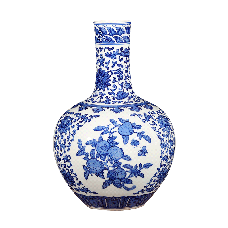 Jingdezhen ceramic vase furnishing articles hand - made antique Chinese blue and white porcelain vase classical household act the role ofing is tasted furnishing articles in the living room